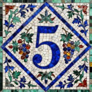 Florentine Mosaic House Number 5 – Custom Door Sign