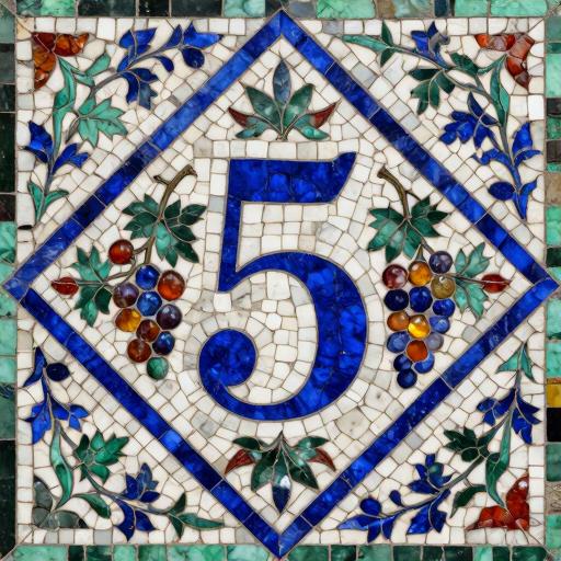 Florentine Mosaic House Number 5 - Custom Door Sign