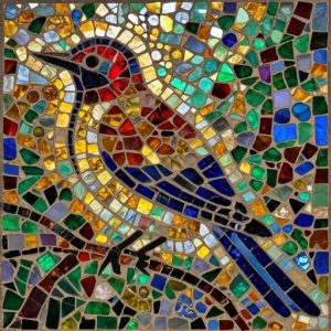 Colorful Swallow Mosaic Art – Opus Incertum Style