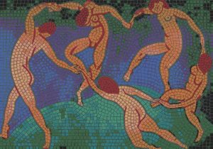 Rhythmic Dance Mosaic Art – Stylized Human Figures