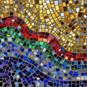 Vibrant Wave Mosaic Art – Custom Opus Incertum Design