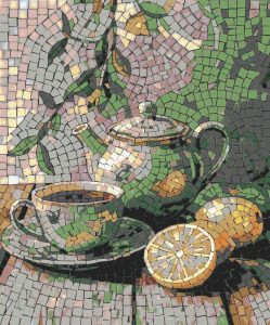 Green Tea Still Life Mosaic Art