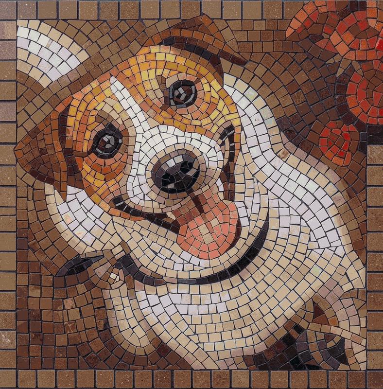 Happy Dog Mosaic Art - 42x42 cm