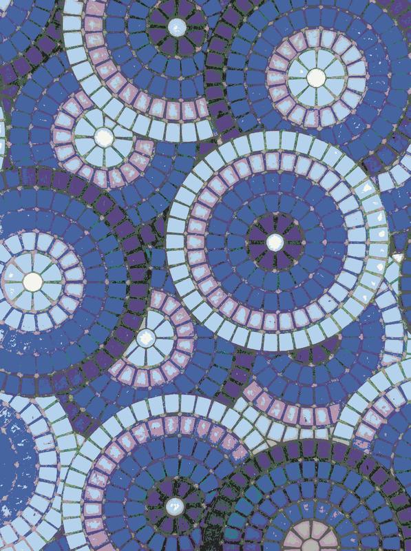 Abstract Blue and Purple Concentric Circles Mosaic