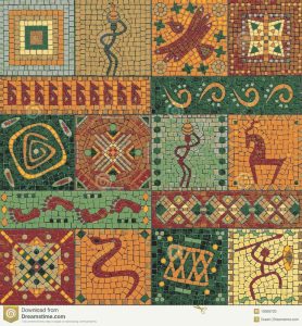 Ancient Tribal Symbols Mosaic Art