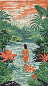 Tropical Serenity Mosaic Art – Woman in Nature