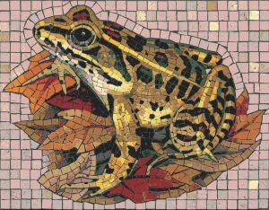 Mosaic Art Frog on Autumn Leaves