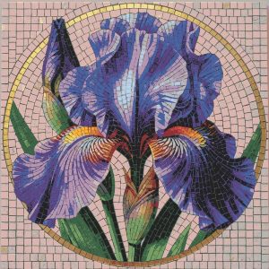 Purple Iris Mosaic Art – Elegant Floral Wall Decor