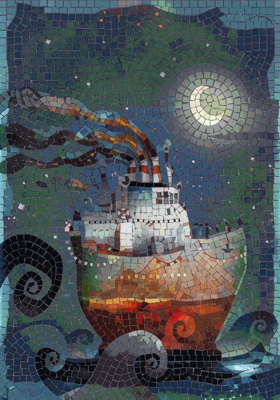 Moonlight Voyage Mosaic Art