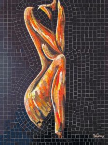 Abstract Golden Figure Mosaic Art