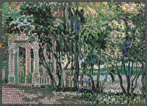 Serene Garden Path Mosaic Art