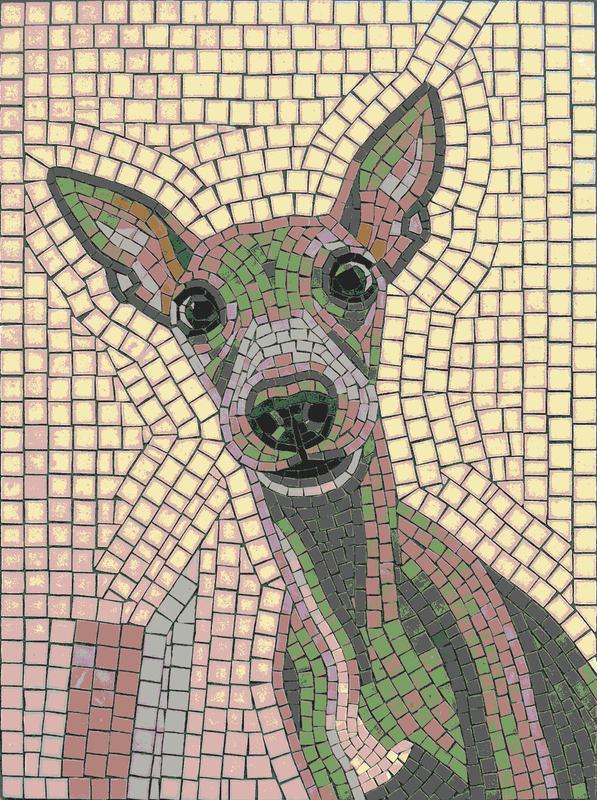 Mosaic Portrait of a Curious Dog - 60x80 cm
