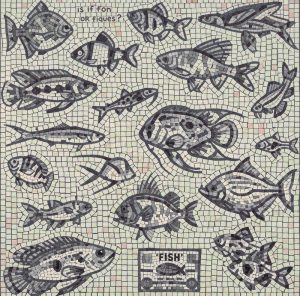 Monochrome Fish Mosaic Art – 25×25 cm