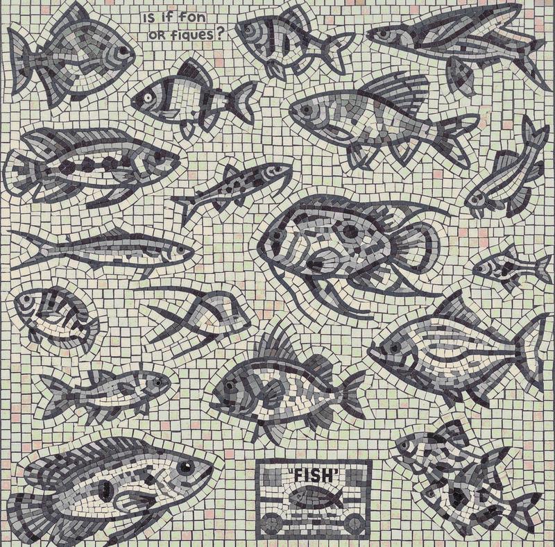 Monochrome Fish Mosaic Art - 25x25 cm