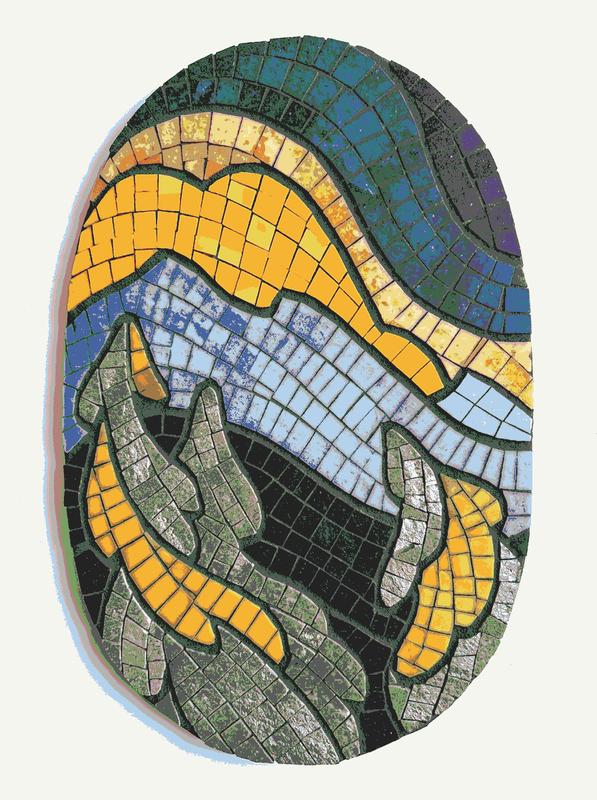 Abstract Flowing Shapes Mosaic Art - 12x16 cm
