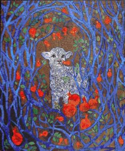 Mosaic Art: Lamb in the Blue Garden