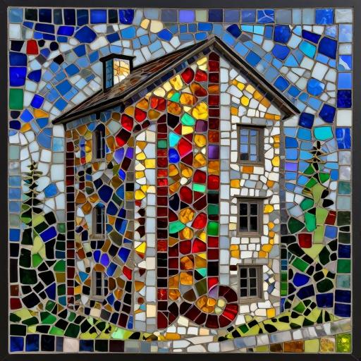 Colorful House Number 1 Mosaic Art - Opus Incertum