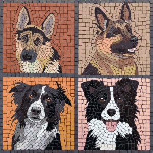 Mosaic Dog Portraits: German Shepherd & Border Collie