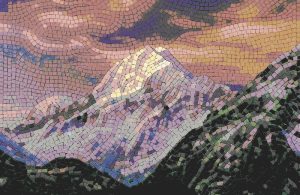 Ethereal Mountain Peak Mosaic Art