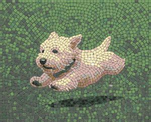 Cute Cream Dog Mosaic Art – 50×40 cm