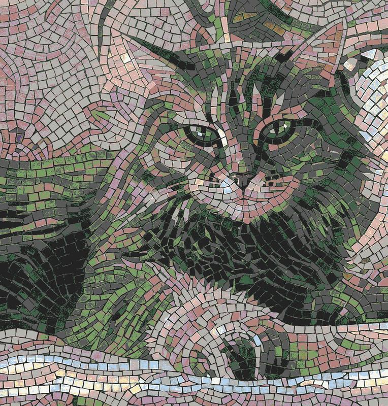 Mosaic Cat Portrait - Artistic Tile Art