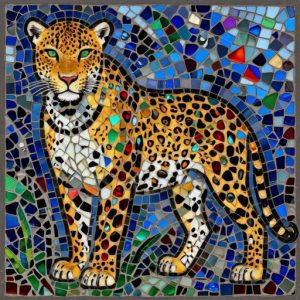 Leopard Mosaic Art – Opus Incertum Style