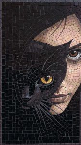 Black Cat Mystery Mosaic Art