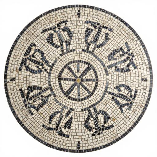 Italian Style Circular Mosaic Tabletop Pattern