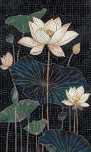 Elegant White Lotus Mosaic Art