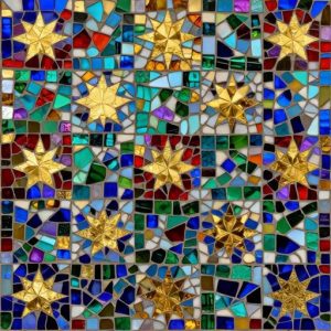 Golden Stars Celestial Opus Incertum Mosaic Art