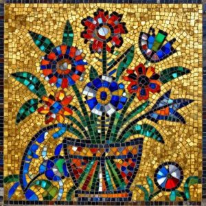 Byzantine Mosaic Floral Bouquet in Gold