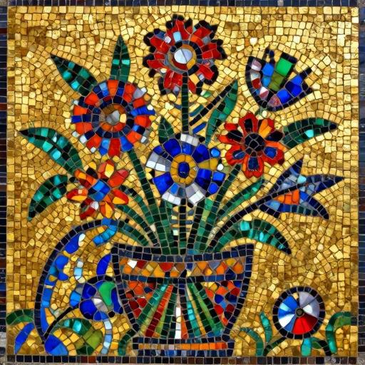 Byzantine Mosaic Floral Bouquet in Gold