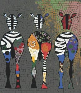 Colorful Mosaic Zebras Art – Modern Animal Decor