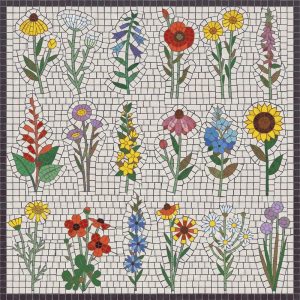 Colorful Wildflowers Mosaic Art – 25×25 cm