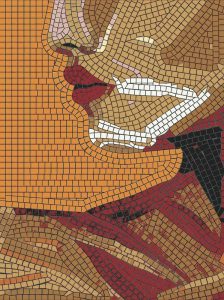 Abstract Mosaic Portrait – Warm Tones