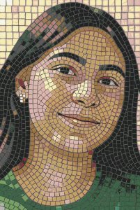 Serene Woman Mosaic Portrait – 60×89 cm