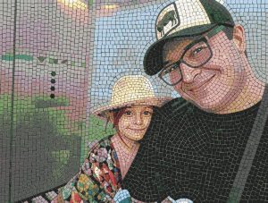 Heartwarming Father and Daughter Mosaic Portrait
