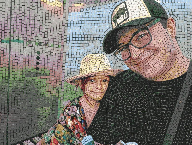 Heartwarming Father and Daughter Mosaic Portrait