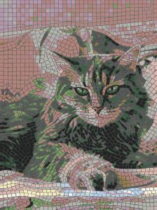 Mysterious Mosaic Cat Portrait – 40×53 cm