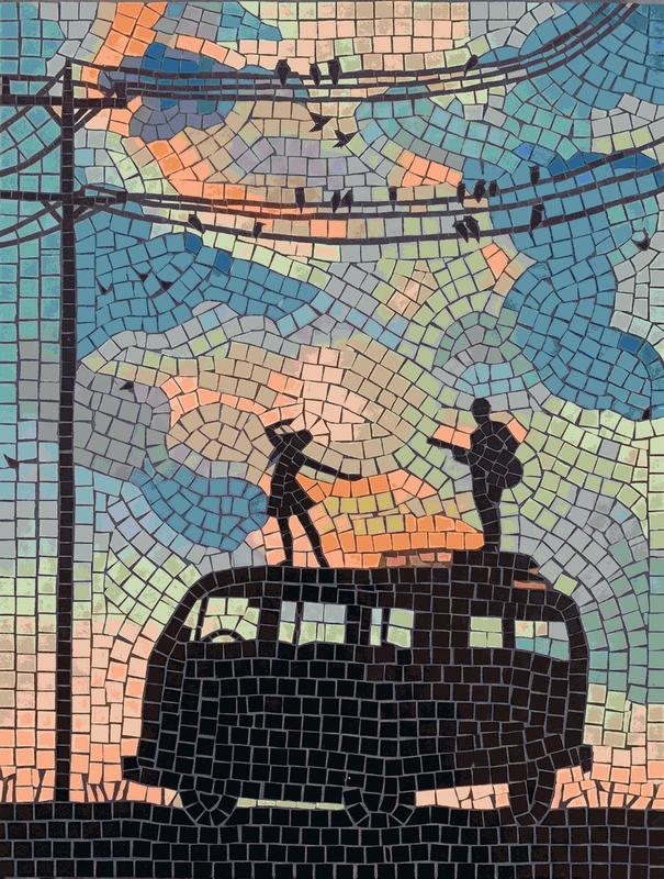Romantic Sunset Journey Mosaic Art