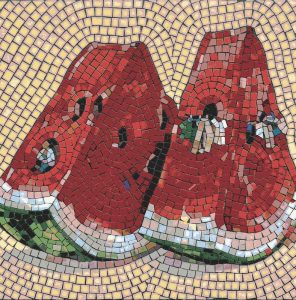 Vibrant Watermelon Mosaic Art – 30×30 cm
