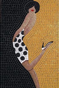 Elegant Woman in Polka Dot Dress Mosaic Art