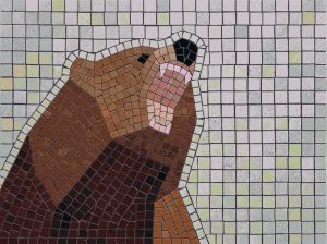 Roaring Brown Bear Mosaic Art