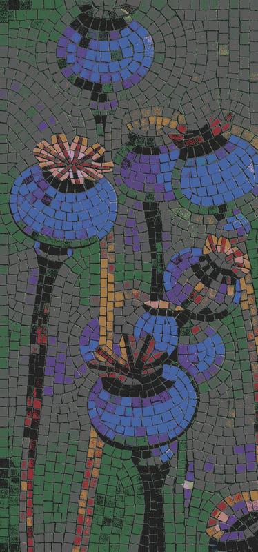 Blue Floral Mosaic Art - Elegant Nature Wall Decor