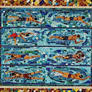 Swimming Pool Mosaic Art – Top View Swimmers