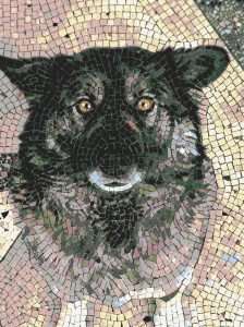 Mosaic Portrait of a Soulful Dog – 60×80 cm