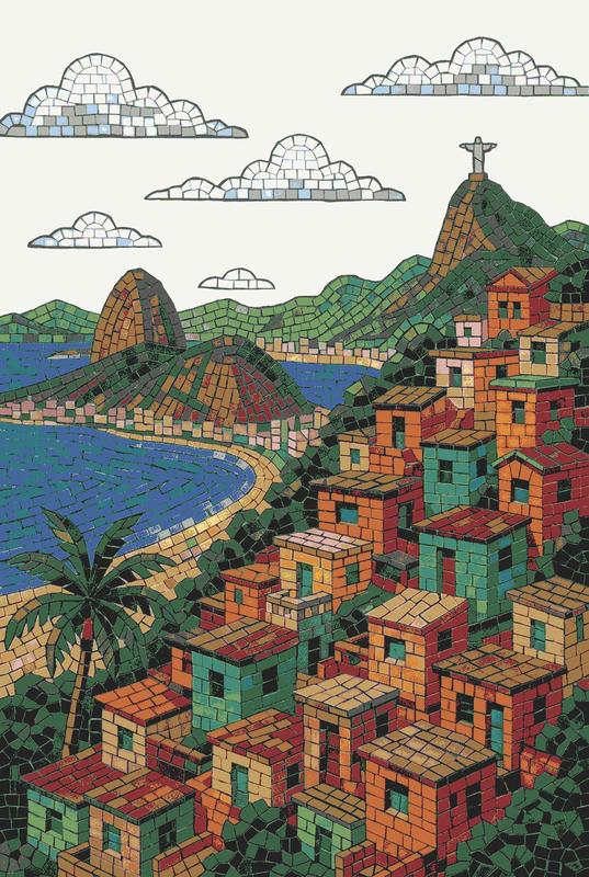 Rio de Janeiro Mosaic Art - Colorful Cityscape