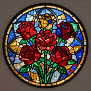 Stained Glass Rose Bouquet Mosaic Art