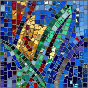 Vibrant Abstract Opus Incertum Mosaic Art