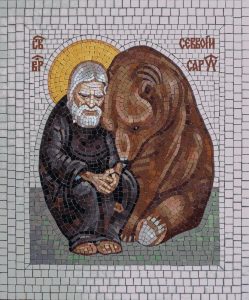Saint and Bear Mosaic Art